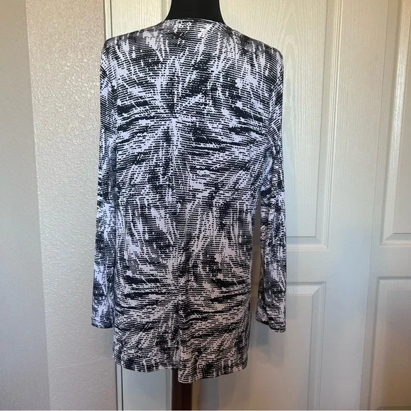 Christopher & Banks Black and White Open Front Shacket Shirt Blouse Size Large - Picture 2 of 5